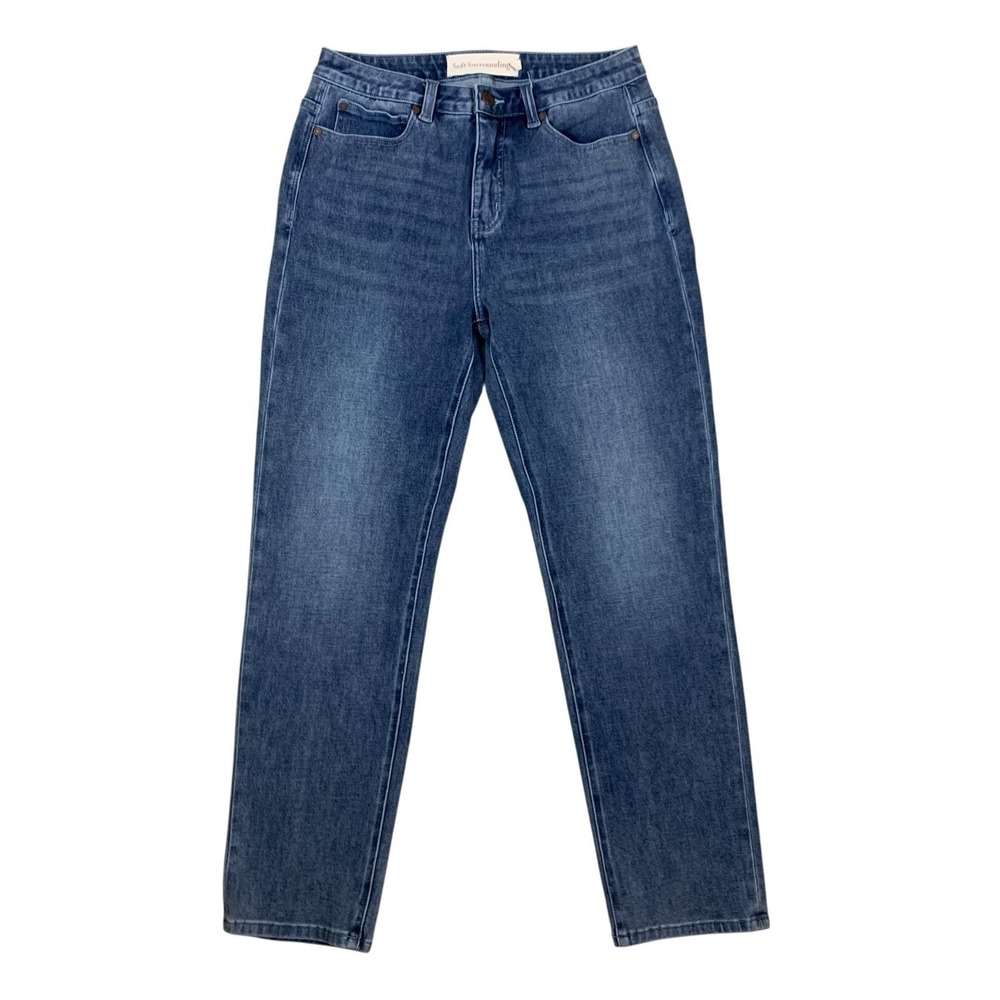 SOFT SURROUNDINGS Straight Leg Jeans Blue Mid‎ Rise Classic Stretch Denim 6